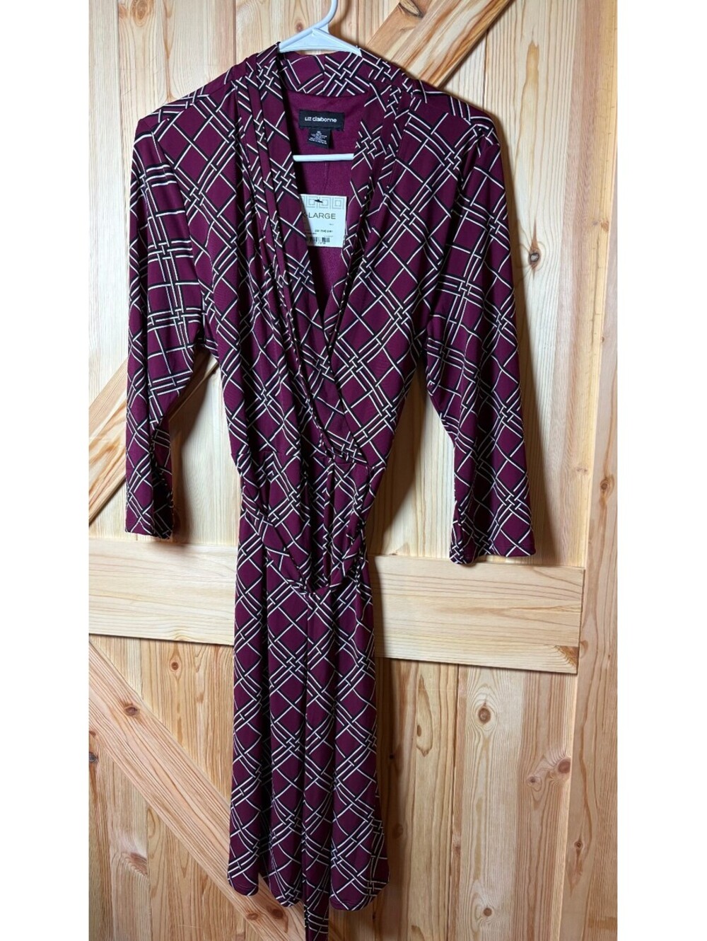 Liz Claiborne Rose Wine Geo XL Wrap Dress NWT